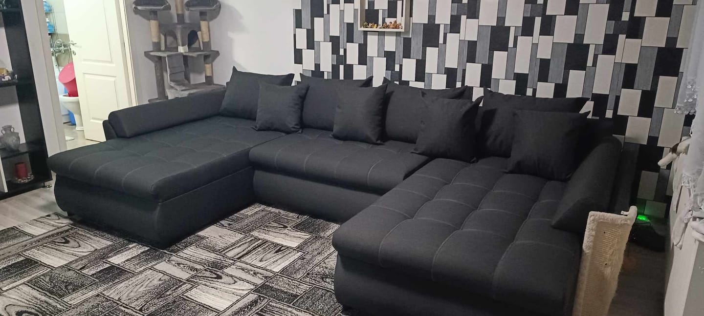 Customer photo review of Colțar extensibil cu ladă de depozitare Loana U Grafit 355x185 cm