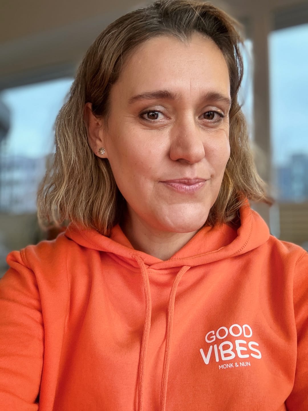 Customer photo review of Damen Hoodie regular fit "GOOD VIBES". Vorne und hinten bedruckt!
