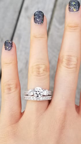 Customer photo review of 3-Stone 1.25ct CZ Ring Set in Sterling Silver