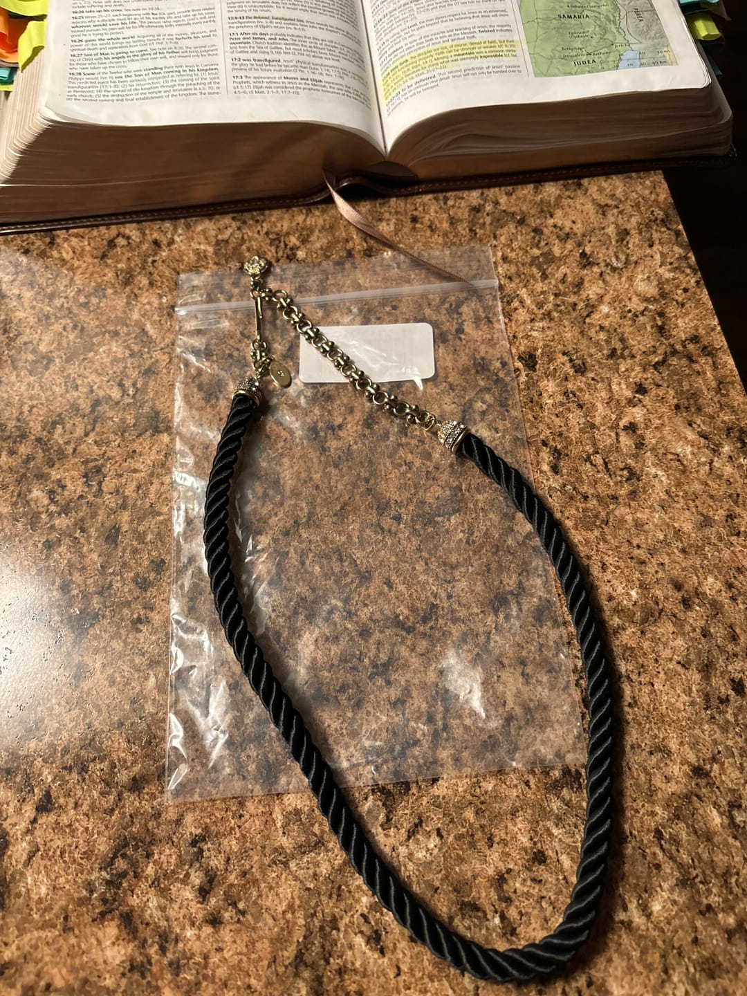 Customer photo review of Heidi Daus® "Elegant Essentials" Pin Enhancer Cord Necklace