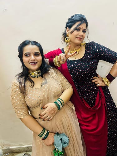 Customer photo review of Peach Color Party Wear Designer Georgette Sequence Work Lehenga