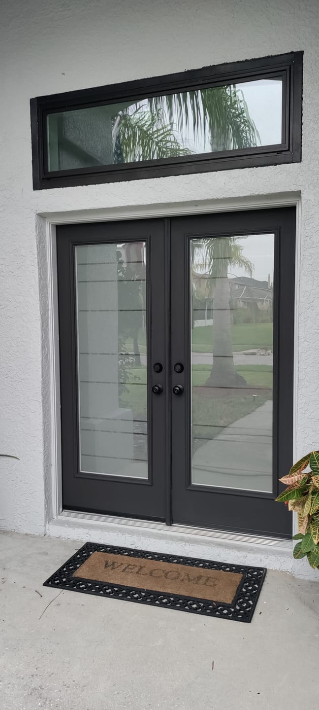 Customer photo review of Clean Lines Glass and Frame Kit (Full Lite 24" x 66" Frame Size)
