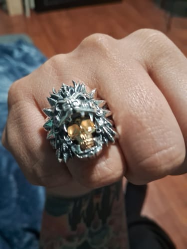 Customer photo review of Quetzalcoatl Gold Skull
