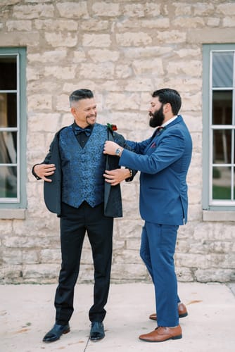 Customer photo review of Klein Blue Black Floral Leaf Silk Men's Vest Bow Tie Handkerchief Cufflinks Set