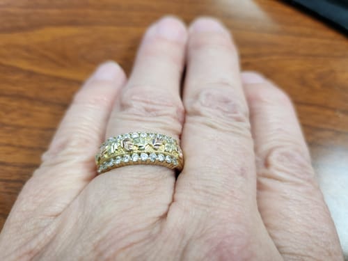 Customer photo review of Black Hills Gold Diamond Railroad Ring