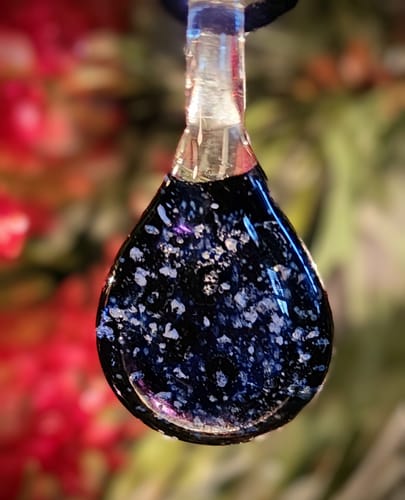 Customer photo review of Starry Teardrop Pendant with Infused Cremation Ash