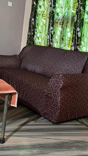 Customer photo review of Brown Print Elastic Sofa Slipcovers