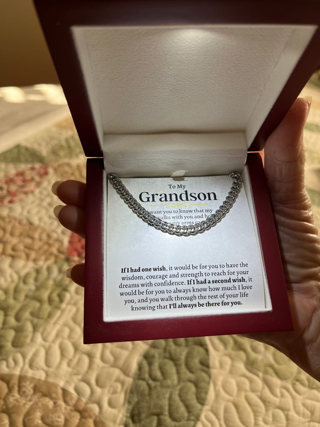 Customer photo review of To My Grandson - Cuban Link Chain Gift Set - SS160