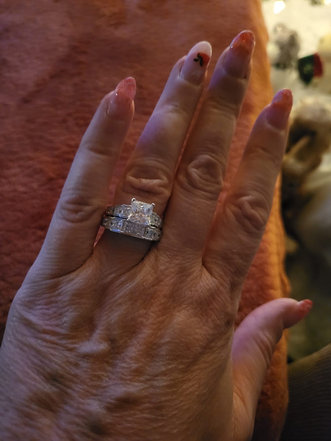 Customer photo review of Princess Cut Moissanite Channel Set Engagement Ring