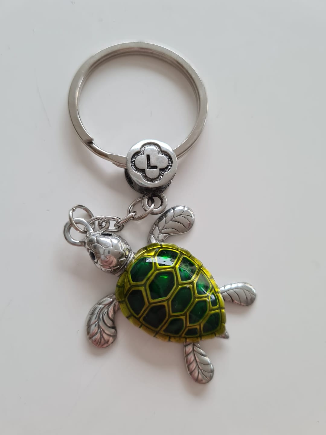 Customer photo review of Real Silver 925 key chain: Green Turtle