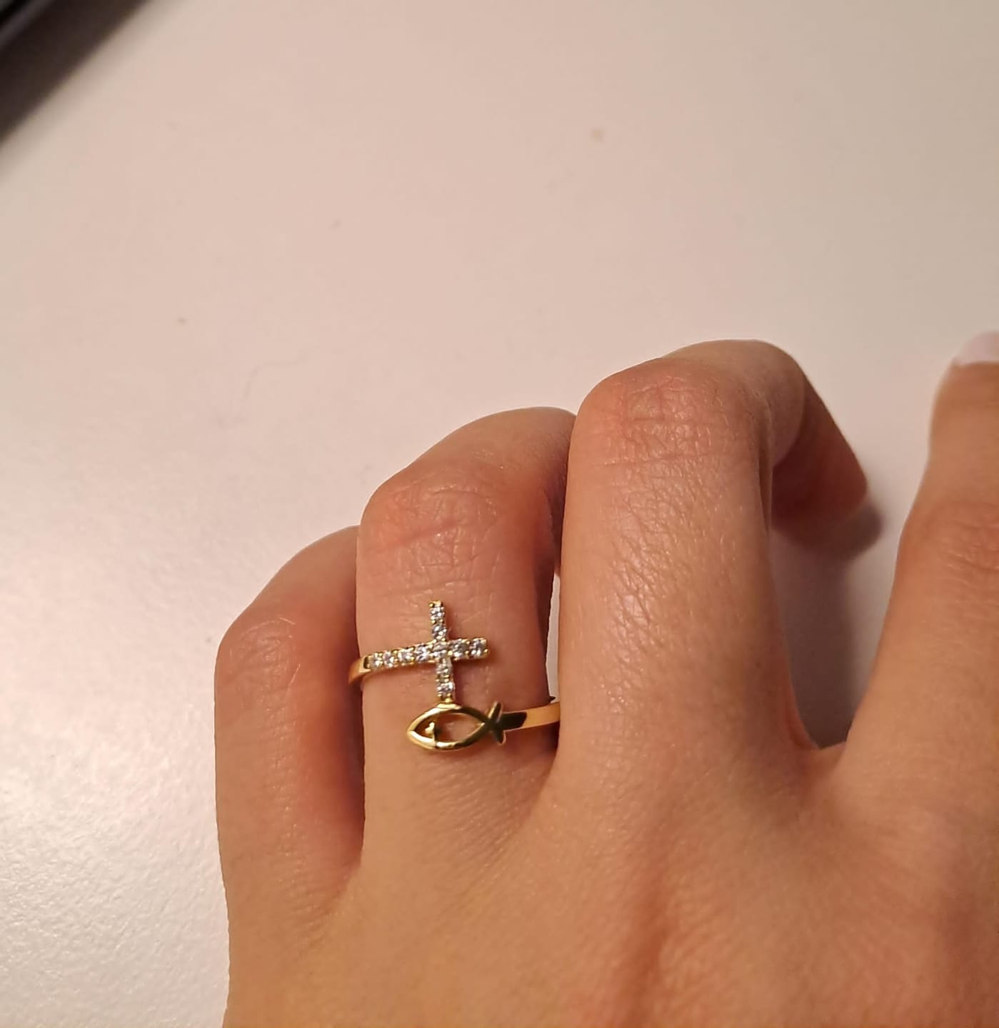 Customer photo review of God Jesus Fish And Cross Ring
