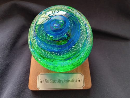 Customer photo review of Tranquil Swirl Paperweight with Cremation Ash