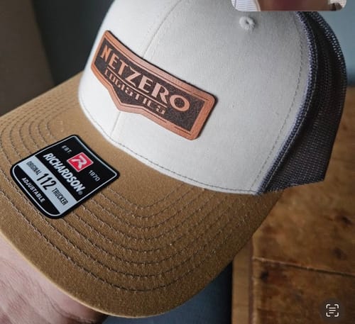 Customer photo review of Custom Leather Patch Trucker Hat - Richardson 112