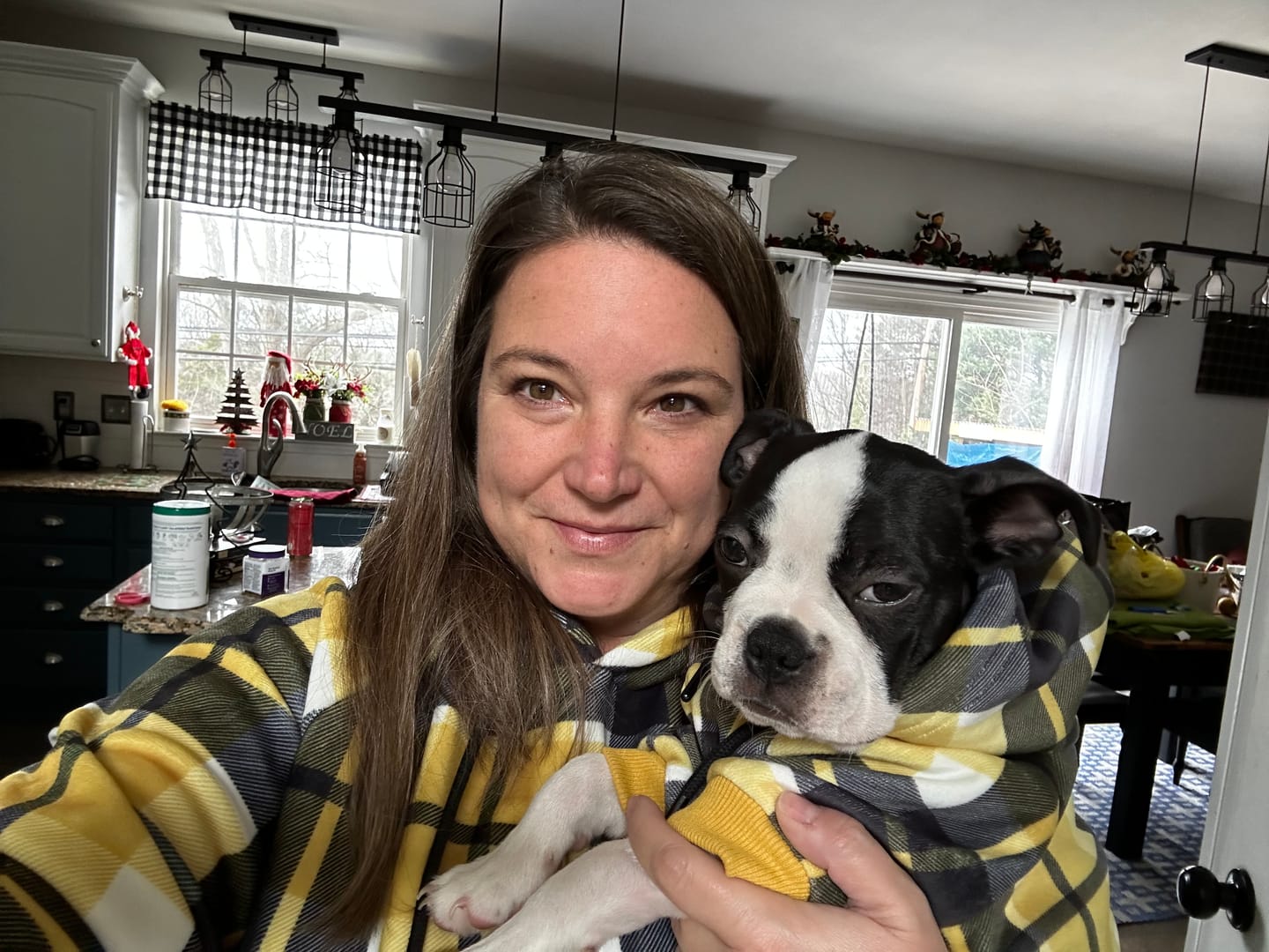 Customer photo review of Yellow Plaid Human Hoodie