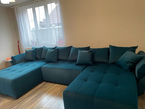 Customer photo review of Colțar extensibil cu ladă de depozitare Berlin U Verde Turkis 380x180 cm