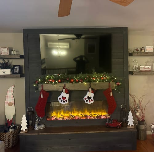 Customer photo review of Distressed 3" Thick Floating Shelves