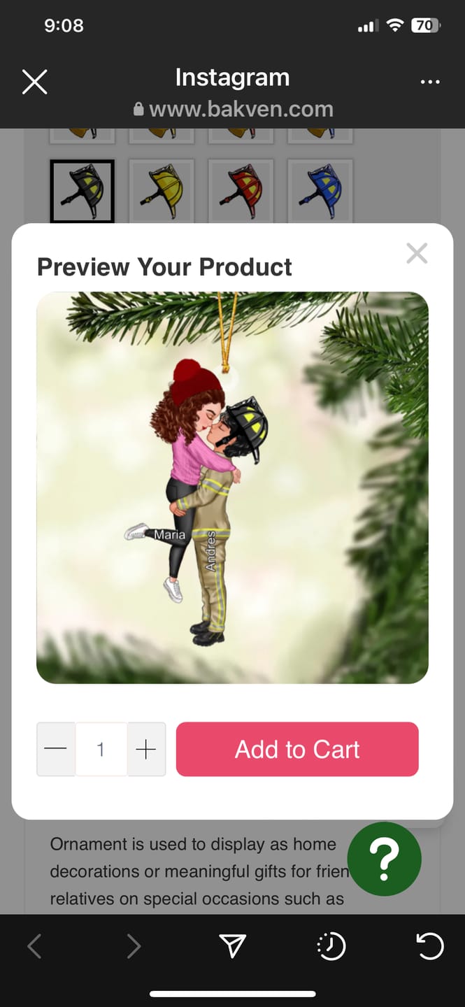 Customer photo review of Personalized Ornament, Couple Portrait, Firefighter, Nurse, Police Officer, Teacher, Gifts by Occupation