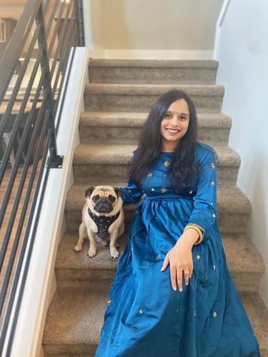 Customer photo review of Premium Azure Blue Hand Embroidered Maternity Dress