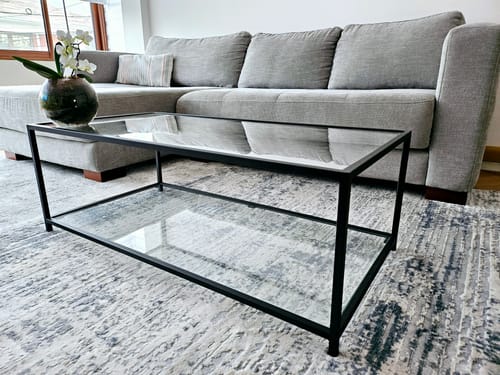 Customer photo review of Mesa de centro Rectangular 100 NEGRA dos niveles GLASS
