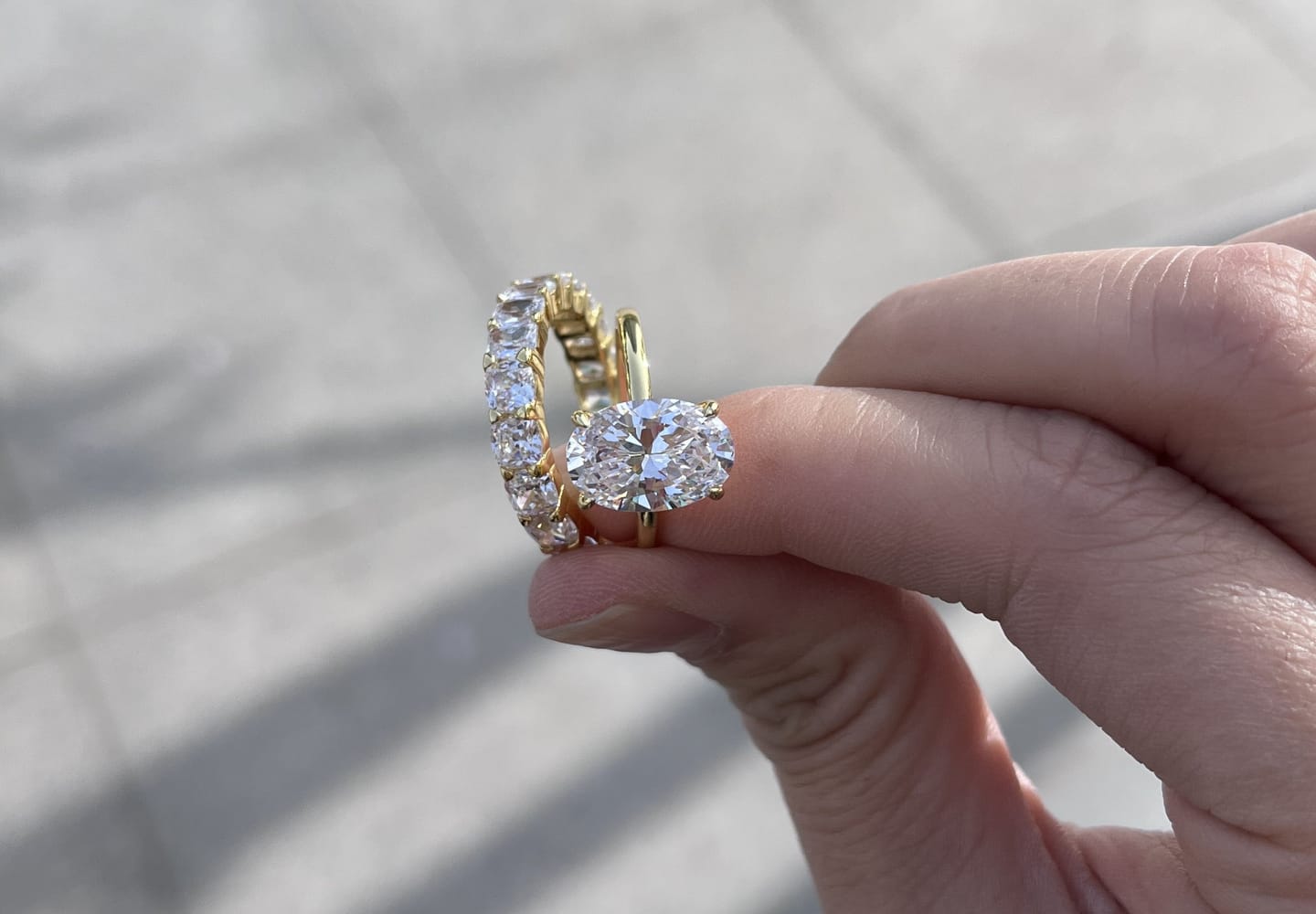 Customer photo review of S925 3.5 Carat Oval Cut Hidden Halo Engagement Ring In Sterling Silver Daily Wearable Ring