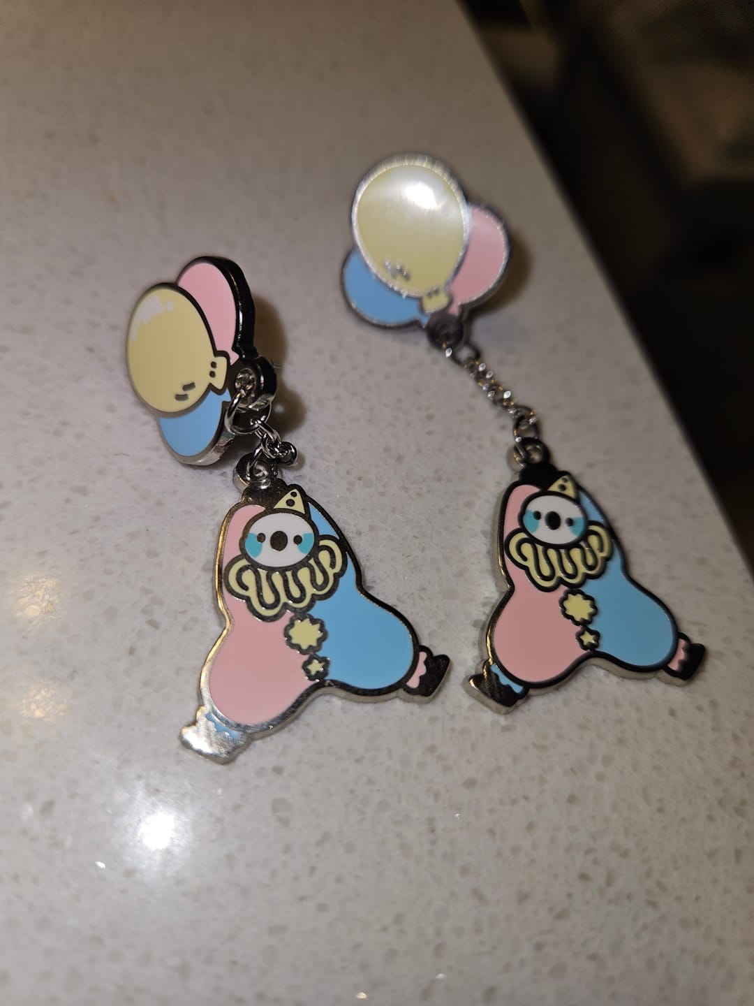 Customer photo review of Dangling Clown Earrings