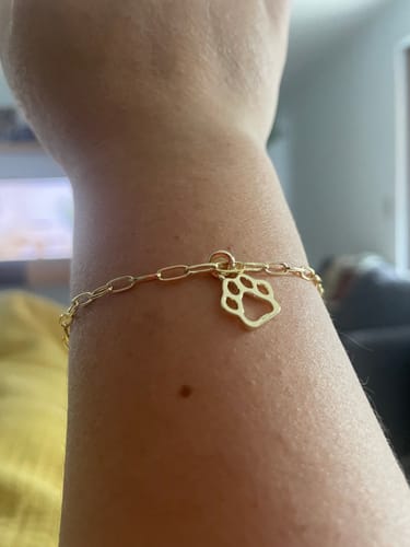 Customer photo review of PULSERA AMULETO HUELLA BAÑO DE ORO