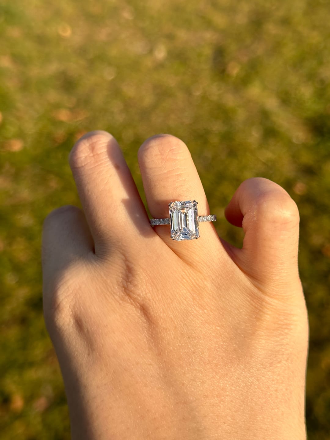 Customer photo review of Louily Elegant Emerald Cut Engagement Ring In Sterling Silver