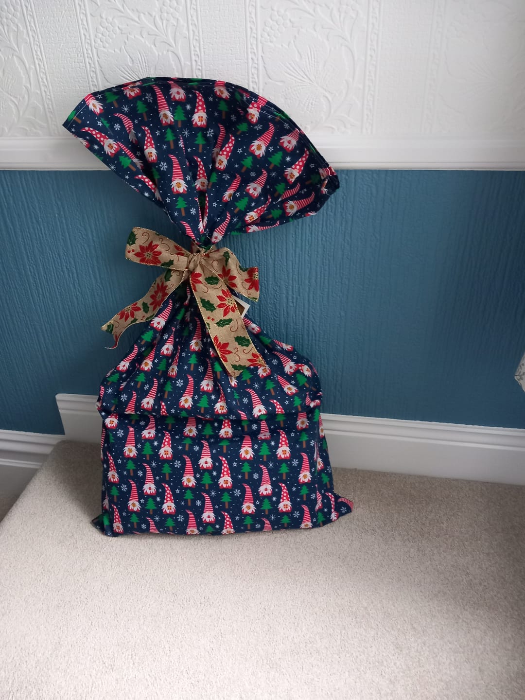 Customer photo review of Xmas Gnomes on Navy Polycotton Fabric