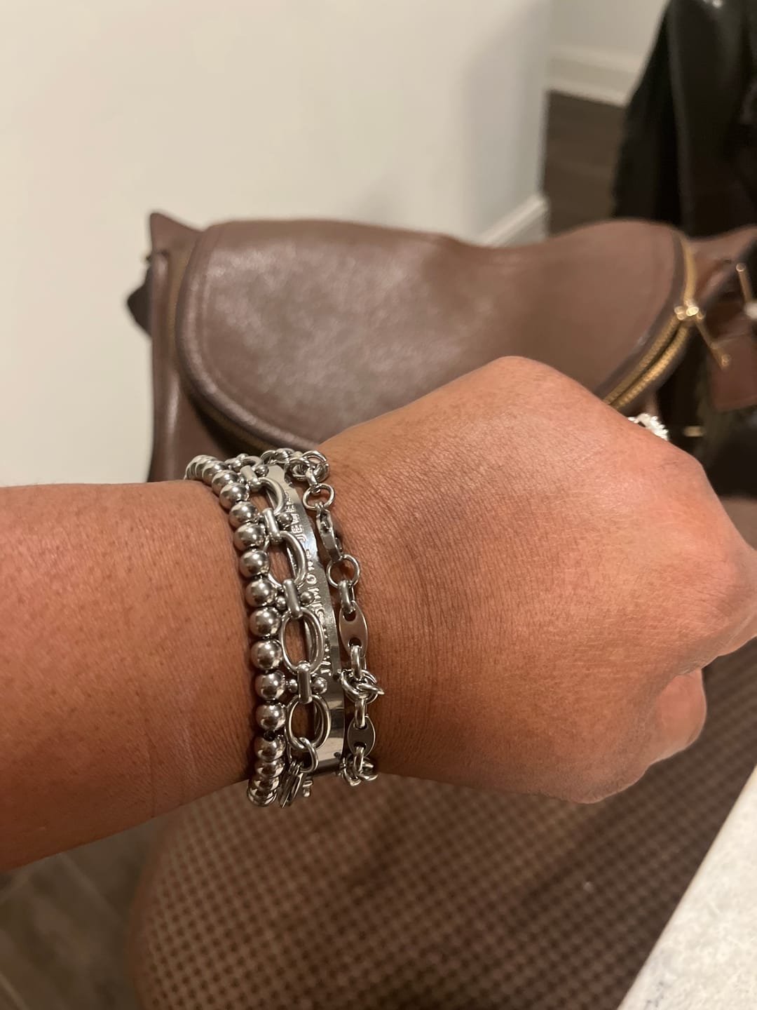 Customer photo review of Chrisette Stainless Steel Bracelet Stack