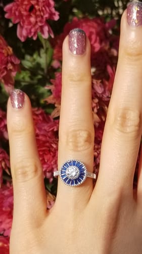 Customer photo review of Halo Art Deco CZ Ring in Sterling Silver