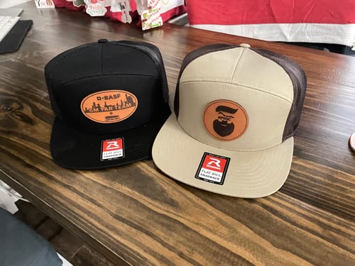 Customer photo review of Flat Bill Seven-Panel Leather Patch Hat - Richardson 168