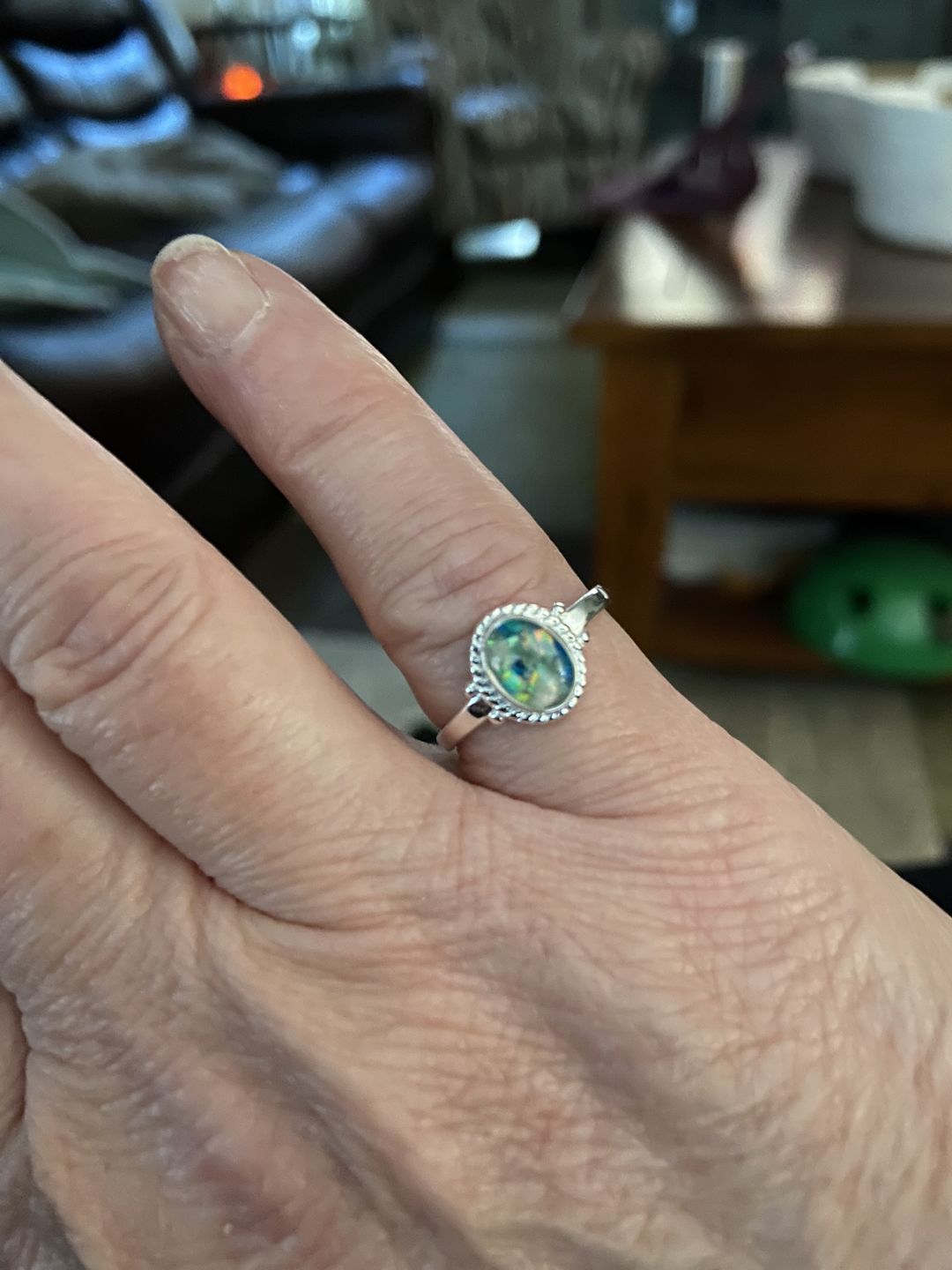 Customer photo review of Braided Oval Ring with Cremation Ashes