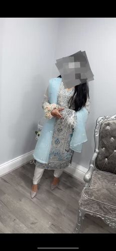 Customer photo review of Khoobsurat by Simrans Ladies Designer Organza Grey Party Outfit