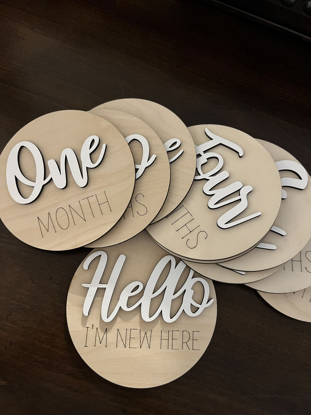 Customer photo review of Wooden Monthly Baby Milestones