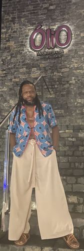 Customer photo review of Mens Loose High-waisted Straight-leg Pants SKUI61770