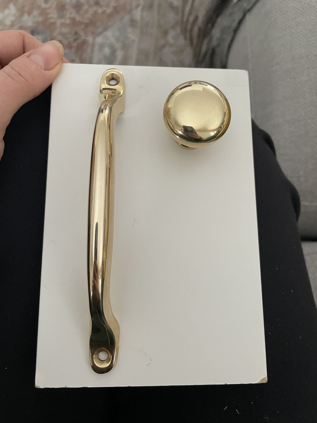Customer photo review of Classic Polished Brass Cupboard Handles