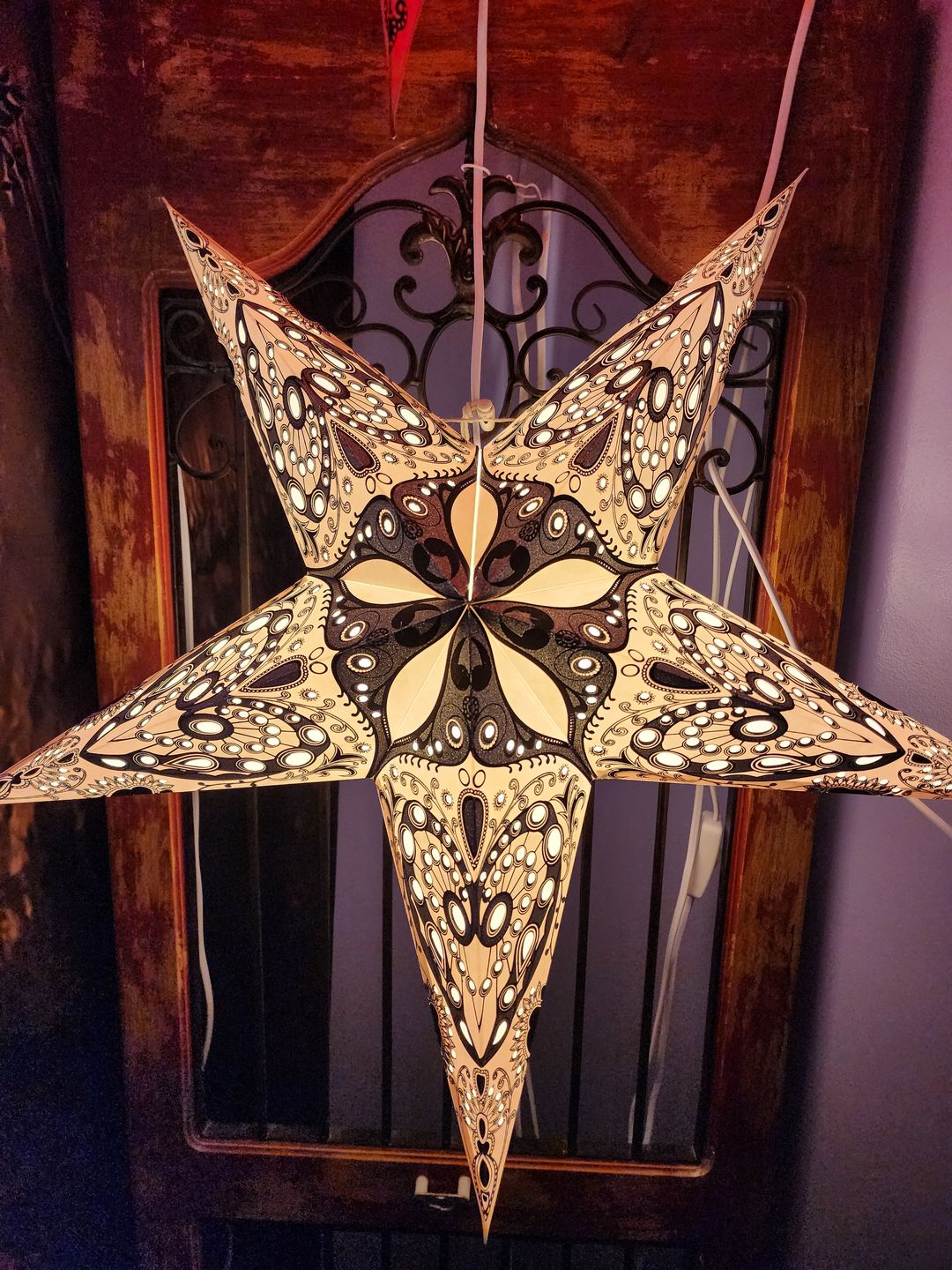 Customer photo review of 24" White Victoria Glitter Paper Star Lantern, Hanging Wedding & Party Decoration