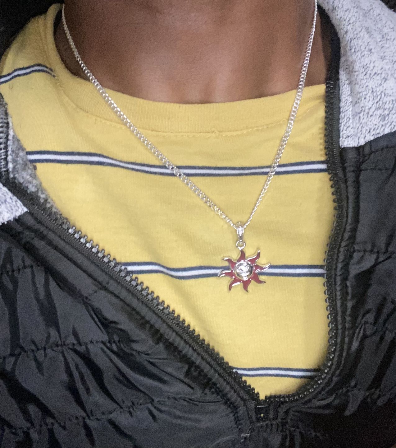 Customer photo review of SUNNY THE SOMBER SUN PENDANT