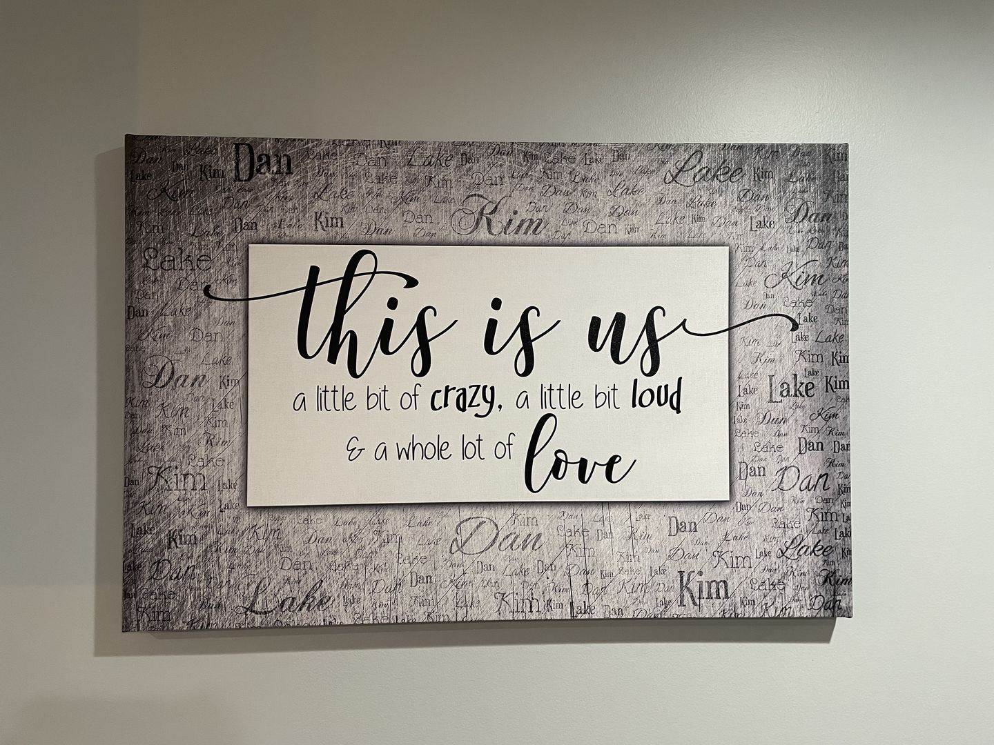 Customer photo review of Personalized "This Is Us" With Names on Background Premium Canvas