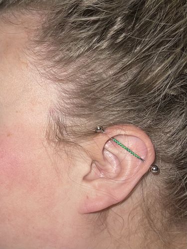 Customer photo review of Single Line Cz Industrial Barbell