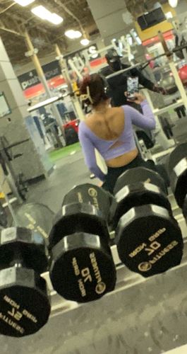 Customer photo review of Vogue Long Sleeve Sports Bra | Lavender