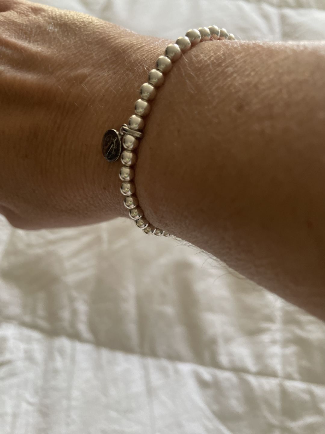 Customer photo review of Sterling Silver Beaded Benedictine Blessing Bracelet