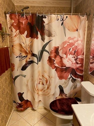 Customer photo review of Large Floral Print Fabric Shower Curtain