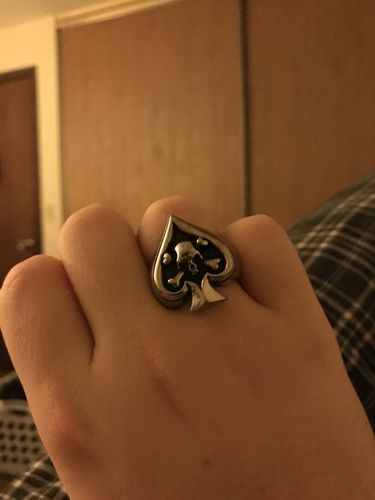 Customer photo review of Skull Of Spade Ring
