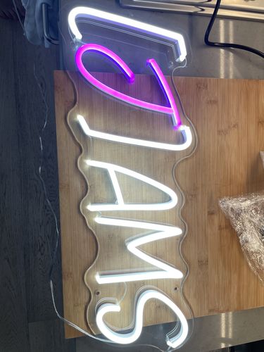 Customer photo review of Custom birthday party neon sign for clients