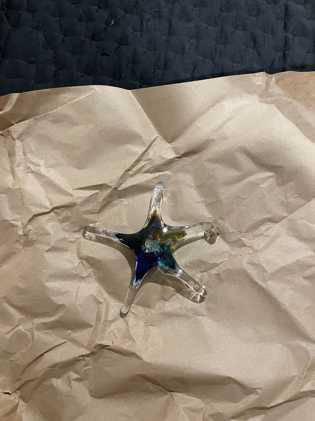 Customer photo review of Dichroic Starfish Suncatcher with Infused Cremains