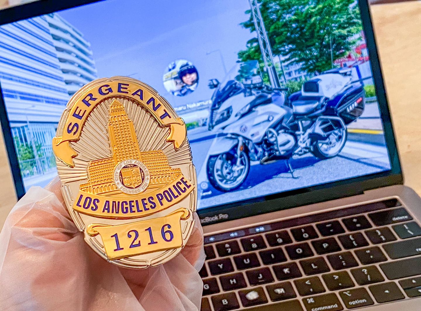 Customer photo review of LAPD Los Angeles Sergeant Police Badge Solid Copper Replica Movie Props With Number 1216