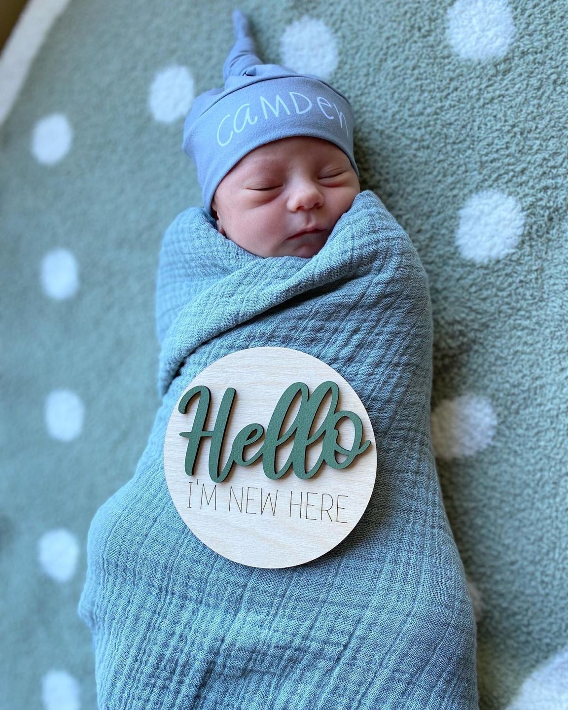 Customer photo review of Wooden Monthly Baby Milestones