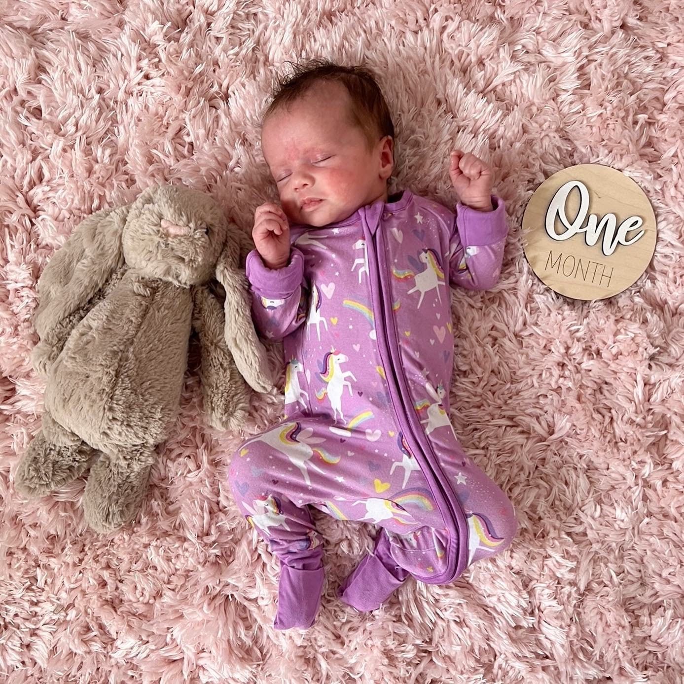 Customer photo review of Wooden Monthly Baby Milestones
