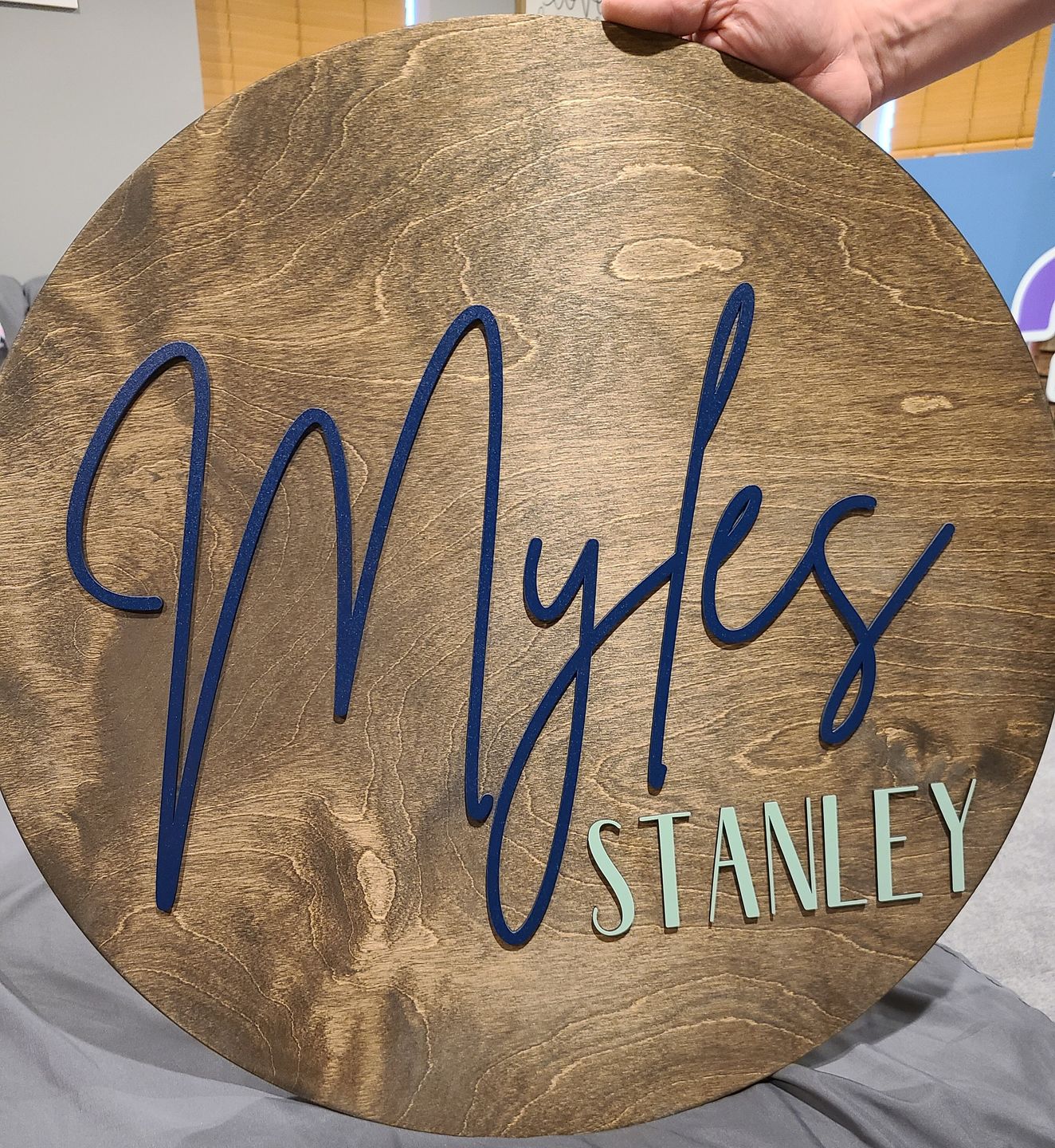 Customer photo review of Round Nursery Name Sign
